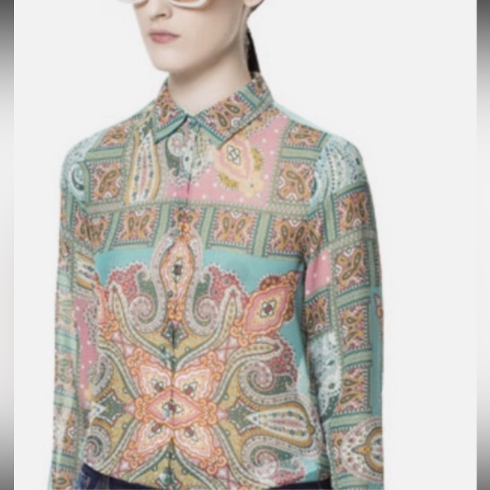Zara Multicolor Paisley Women's Blouse size Small